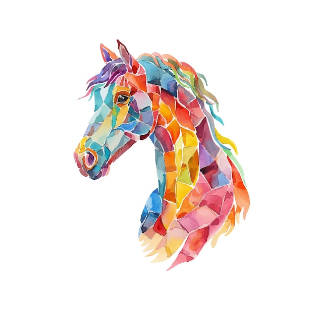 abstract color silhouette of horse head vector illustration in watercolor style