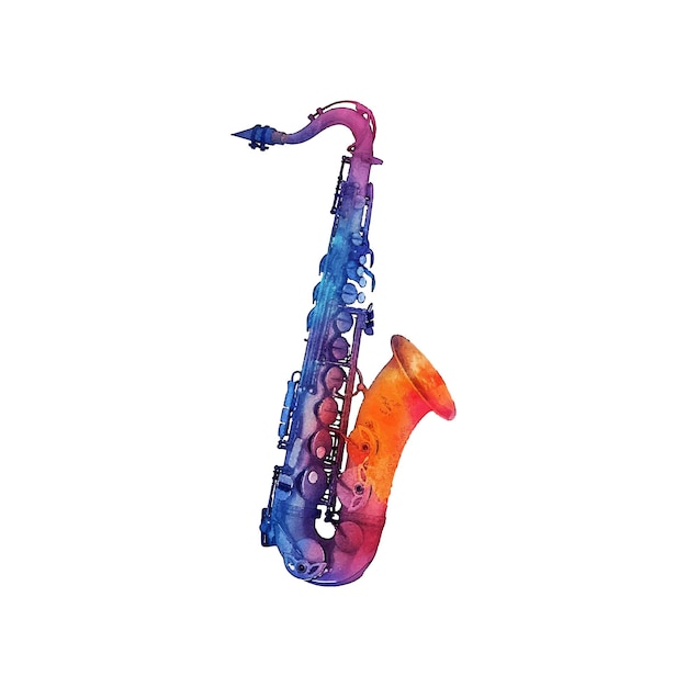 Vector abstract color silhouette of saxophone vector illustration in watercolor style