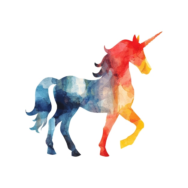 abstract color silhouette of unicorn vector illustration in watercolor style