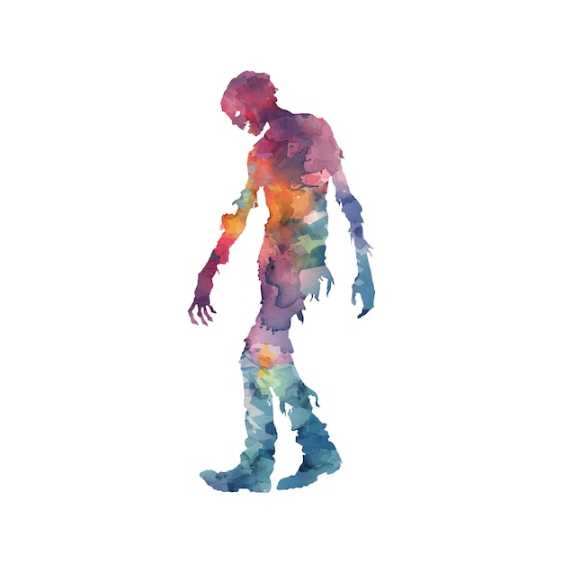 abstract color silhouette of zombie vector illustration in watercolor style