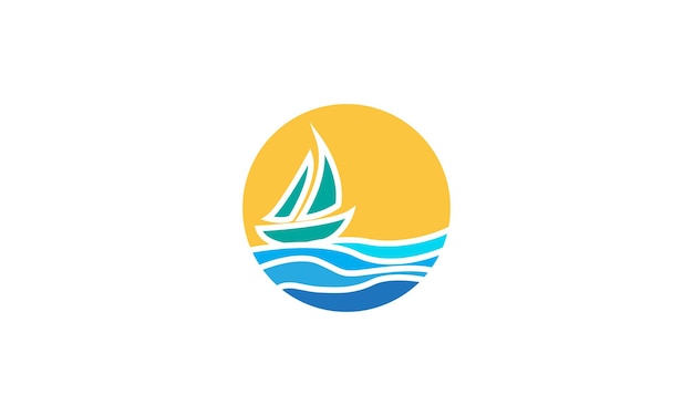 Abstract colorful boat with sea logo vector symbol icon design graphic illustration