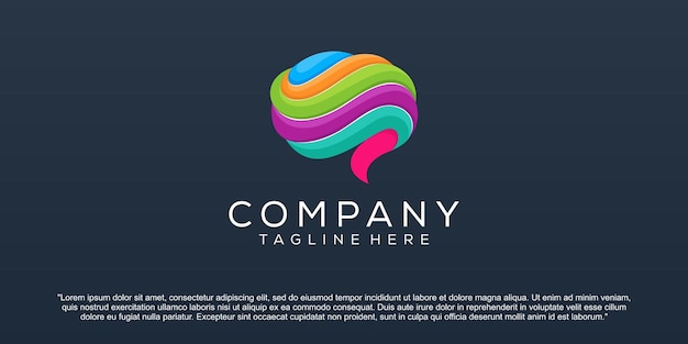 Abstract colorful brain logo design