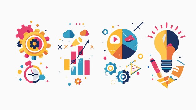 Vector abstract colorful business icons flat vector