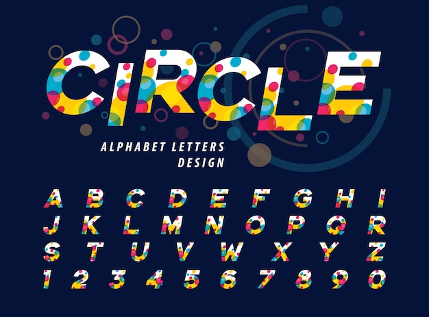 Abstract Colorful Circles inside Alphabet Letters and Numbers