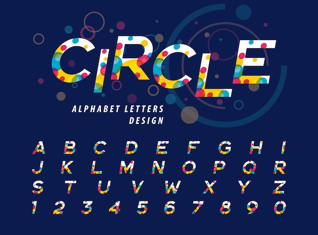 Abstract Colorful Circles inside Alphabet Letters and Numbers