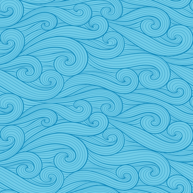 Abstract colorful curly lines seamless patterns set Waves and curls vector illustration