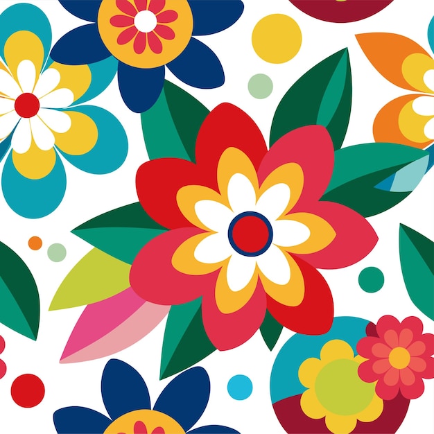 Vector abstract colorful flower seamless pattern vector art and illustration