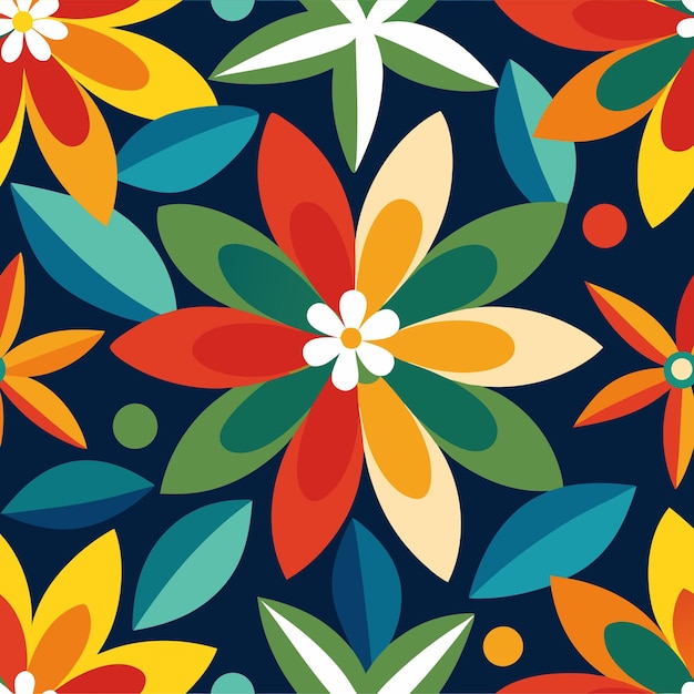 Vector abstract colorful flower seamless pattern vector art and illustration