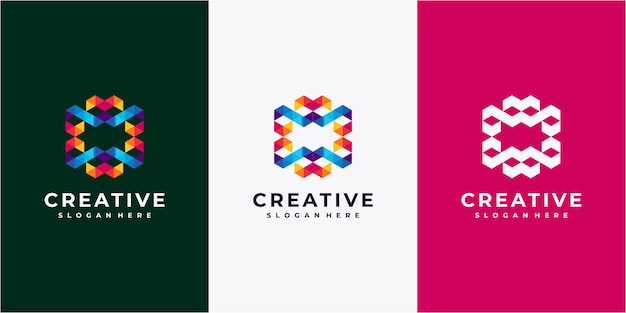 Abstract colorful geometric logo design inspirations