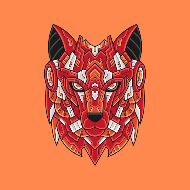 Abstract Colorful Geometric Ornament Doodle Wolf Illustration Tribal Cartoon Concept Vector Suitable For Logo Wallpaper Banner Background Card Book Illustration TShirt Design Sticker Cover