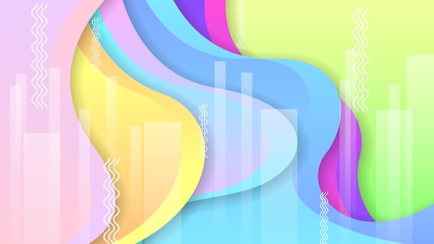 Abstract Colorful Gradient Background With Color Geometric Figures Different Shapes And White Line