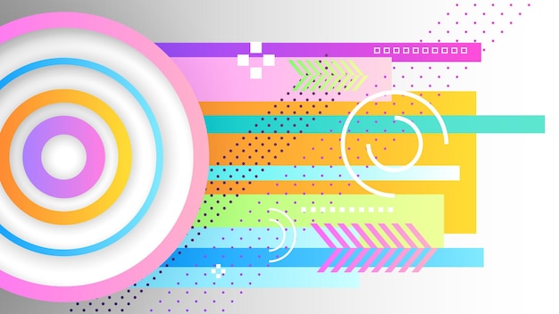 Abstract Colorful Gradient Background With Color Geometric Figures Different Shapes And White Line