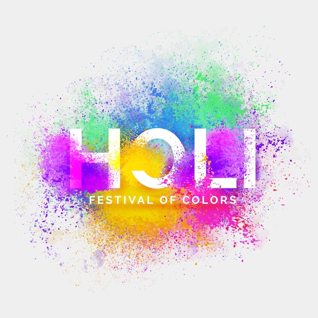 Abstract colorful happy holi text