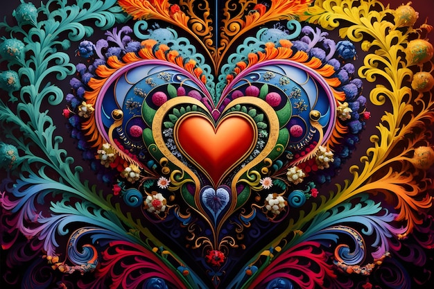 Abstract colorful heart with many decorations