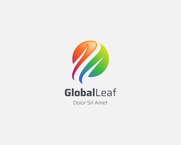 Abstract colorful leaf circle logo gradient