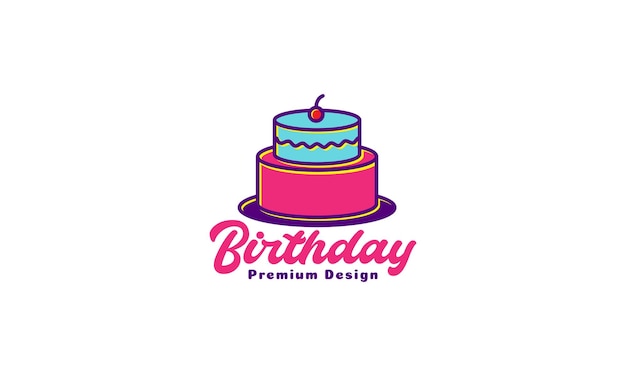 Abstract colorful lines birthday cakes logo design vector icon symbol illustration