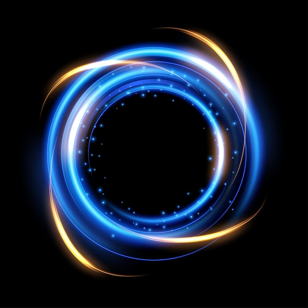 Abstract colorful luminous swirling, isolated on dark background. Vector Illustration