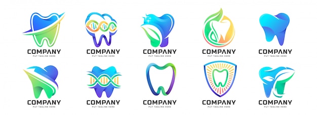 Abstract colorful Medical dental clinic logo collection