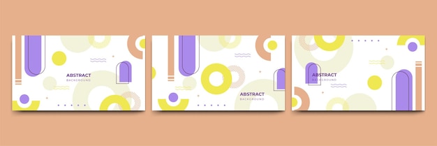 Abstract colorful Memphis flat geometric shapes background Abstract composition with lines square dot triangle circle and wavy flat style Design for poster presentation card cover banner