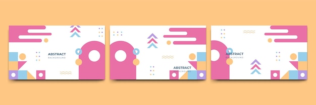 Abstract colorful Memphis flat geometric shapes background Abstract composition with lines square dot triangle circle and wavy flat style Design for poster presentation card cover banner