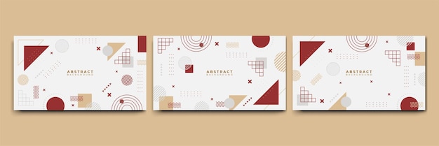 Abstract colorful Memphis flat geometric shapes background Abstract composition with lines square dot triangle circle and wavy flat style Design for poster presentation card cover banner