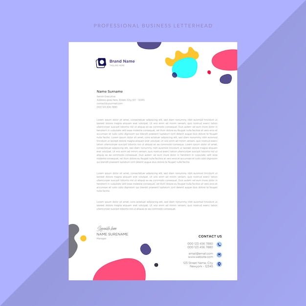 Abstract colorful modern professional business letterhead design