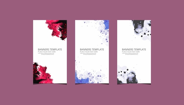 Abstract colorful modern trendy watercolor set banner template