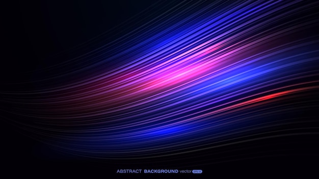 Abstract colorful neon light wavy effect dynamic motion on dark background