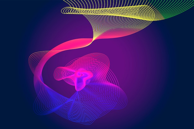 Abstract colorful neon wave lines