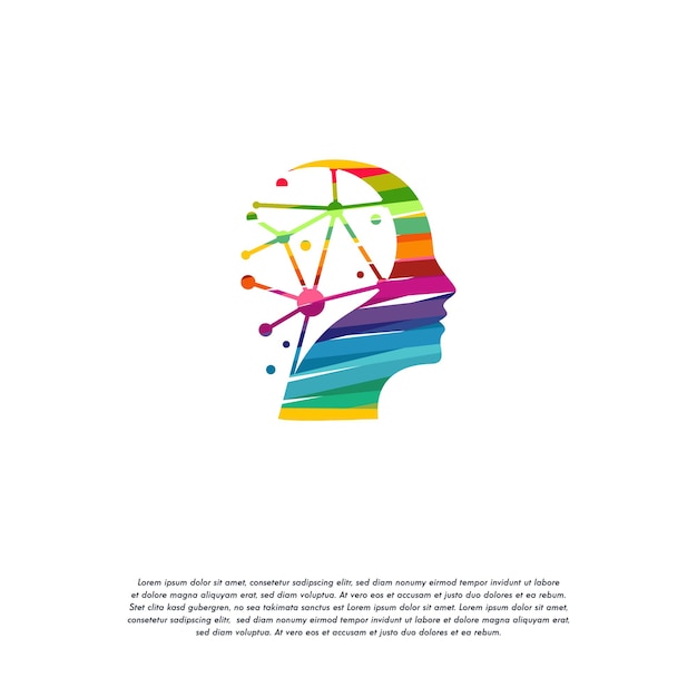 Abstract Colorful Pixel Head logo vector, Robotic brain logo designs template