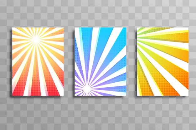 Abstract colorful rays business brochure template set design