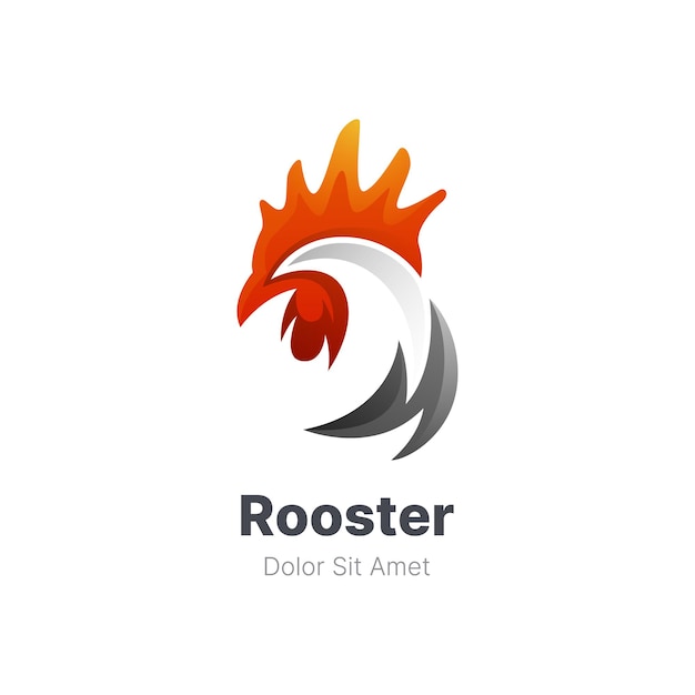 Abstract colorful red rooster logo template