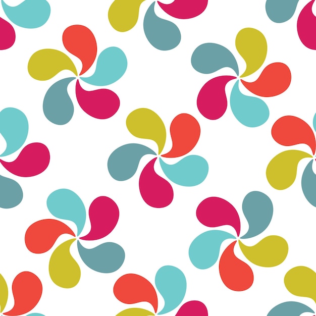 Abstract colorful seamless pattern with swirls. Abstract flowers on a white background.