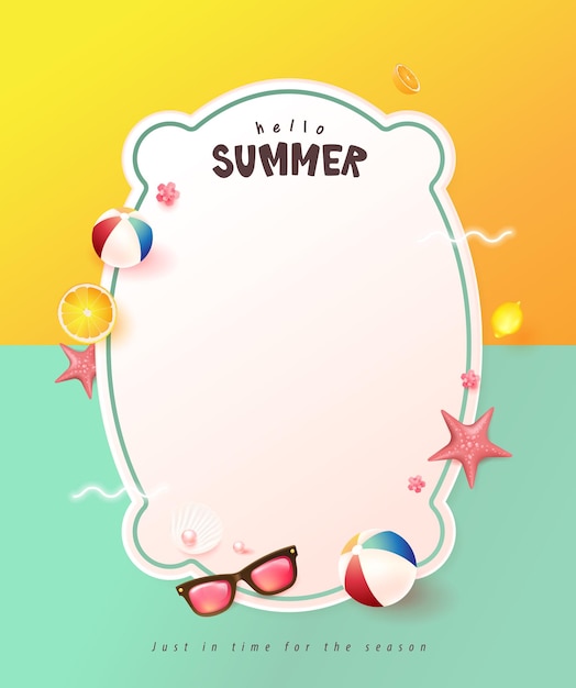 Abstract colorful Summer banner background with beach vibes decorate