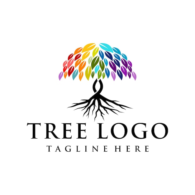 Abstract colorful tree logo design vector