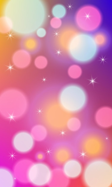 Abstract colorful vertical background with bokeh lights and lens flare. Vector illustration.