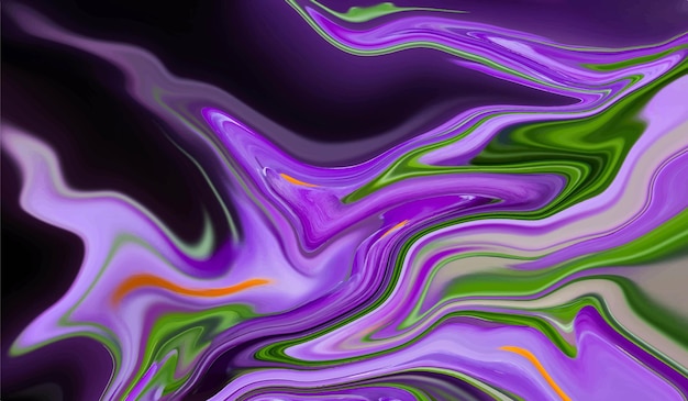 Abstract colorful violet and green mix creative liquid background with smooth and glossy wave