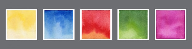 Abstract colorful watercolor background texture set