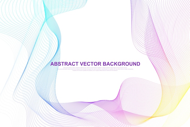 Abstract colorful wave lines background. Circular wireframe mesh element.