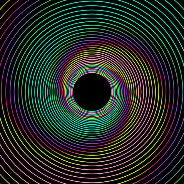 Abstract colorful wave lines flowing isolated on black background 