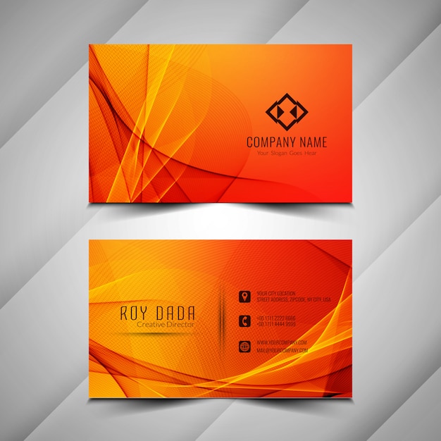 Abstract colorful wavy business card stylish template