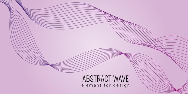 Abstract colorful wavy stripes line elements for design with violet color