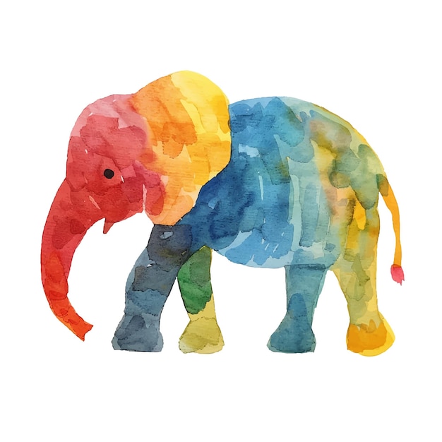 abstract colour silhouette of elephant vector illustration in watercolor style