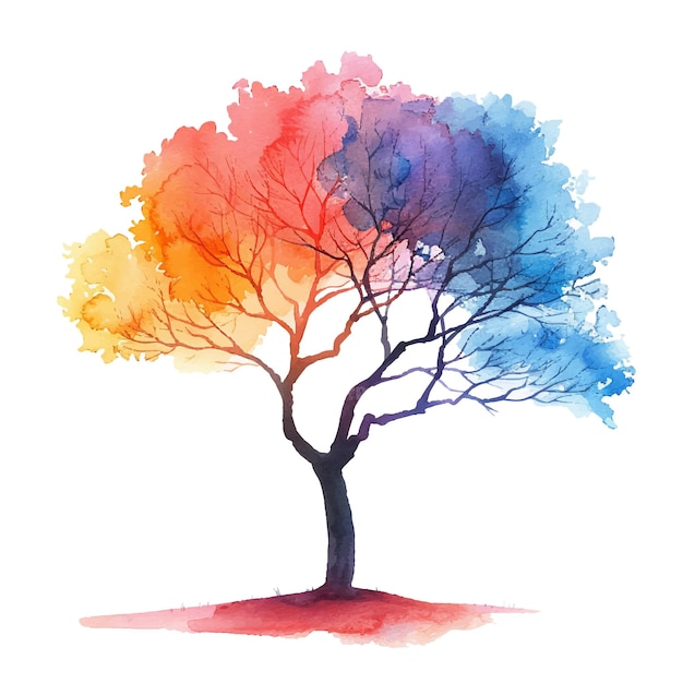 abstract colour silhouette of tree vector illustration in watercolour style