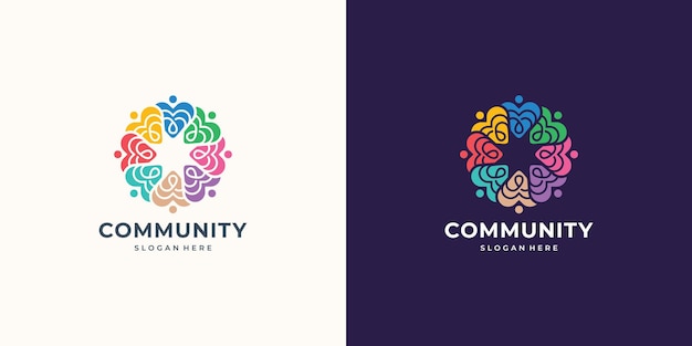 Abstract community social group logo design inspiration flow people concept circular community