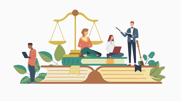 Vector abstract concept of law and justice with men and women