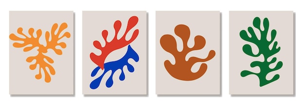 Abstract coral posters in matisse style