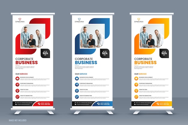 Abstract Corporate Business Agency Vertical Roll up Banner Template Design