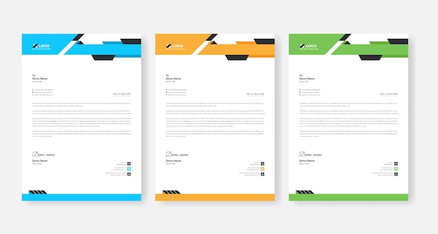 Abstract corporate business letterhead design template