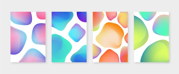 Abstract cover set with colorful fluid shapes